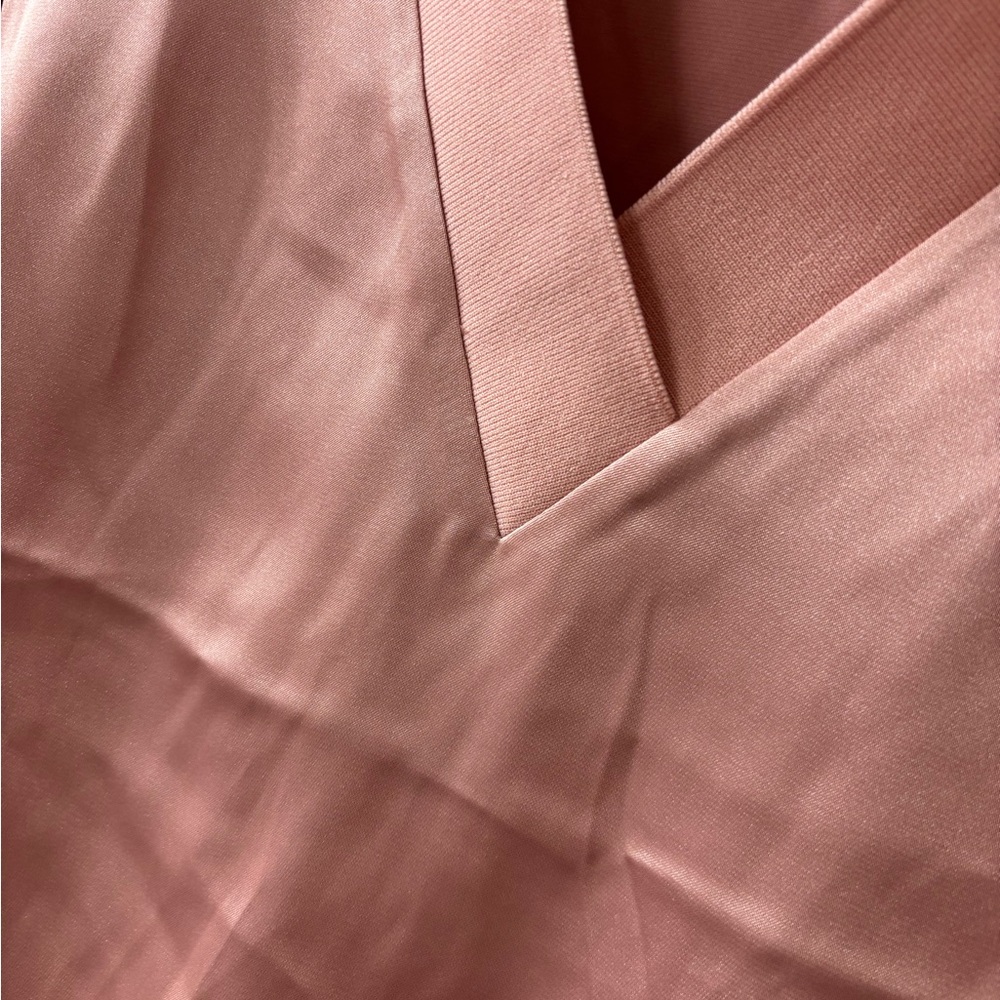 Express Pink Satin V-Neck Blouse - Picture 4 of 6
